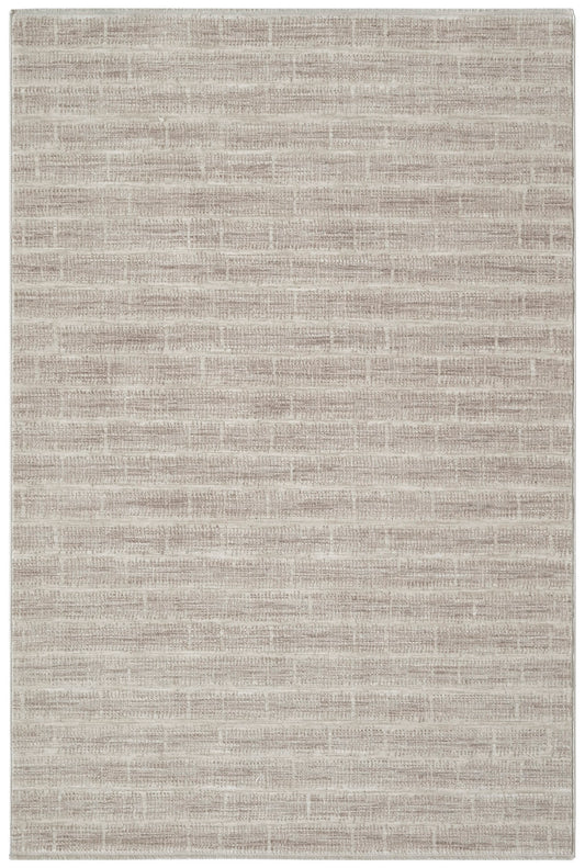 Rectangular beige textured area rug, 4' x 6', with a subtle cream and tan stripe pattern; modern neutral floor covering.
