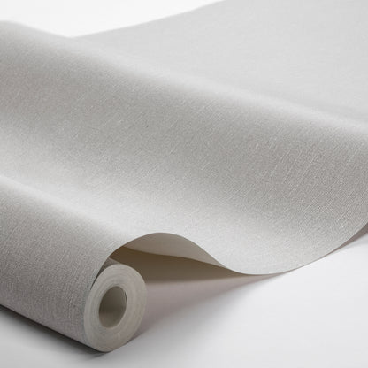 Rolled light gray fabric with subtle texture and linen-like weave, ideal for upholstery or crafts.