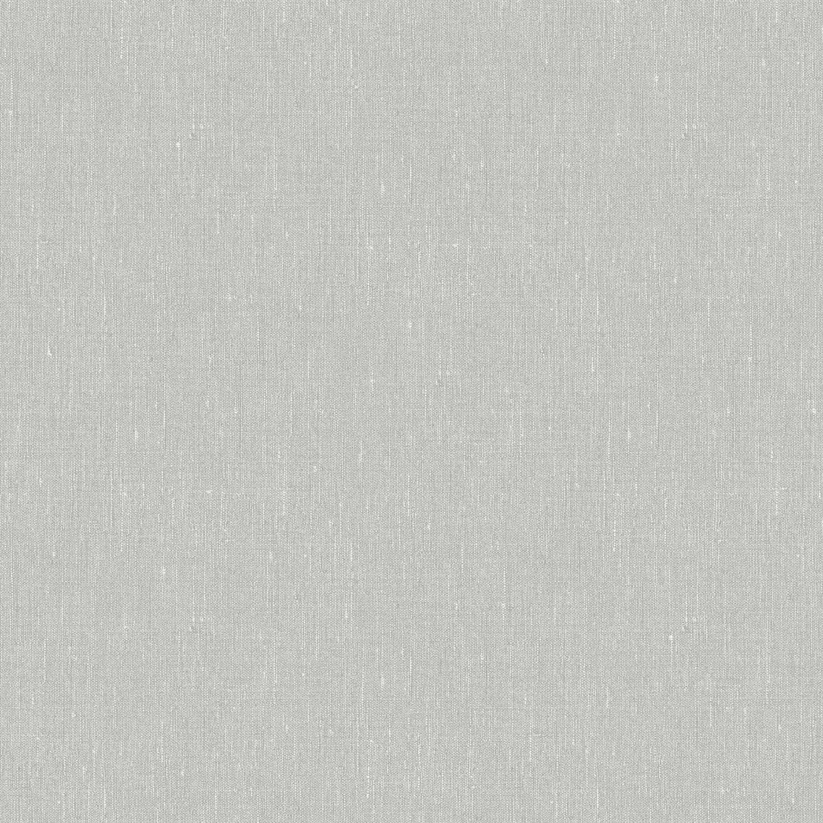 Light gray linen-textured wallpaper swatch with subtle woven vertical streaks.