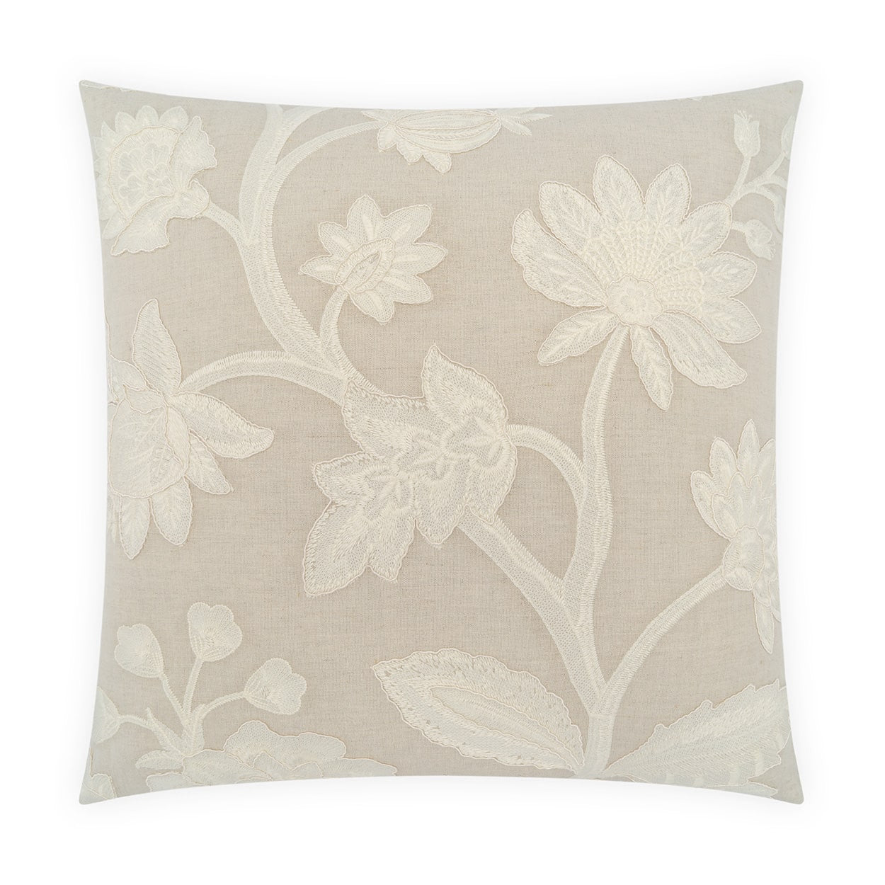 D.V. KAP HOME   24" x 24" Botanique Floral, Embroidery, Farmhouse, Traditional    - 4429-2424