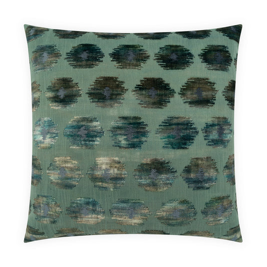 D.V. KAP HOME   24" x 24" Jalico Pillow - Teal Traditional, Transitional, Glam, Circular - Dots    - 4444-T-2424