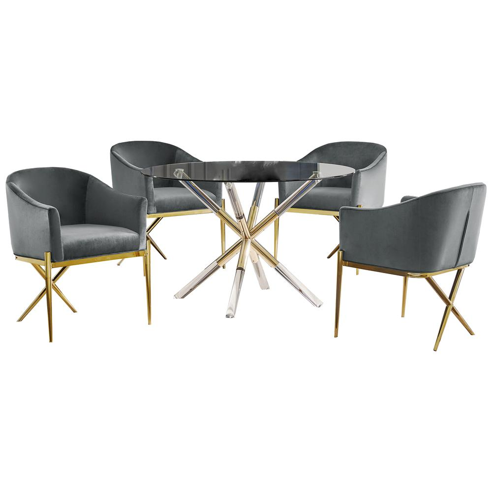 Best Master Dalton Round Dining Set in Gray (5-piece)