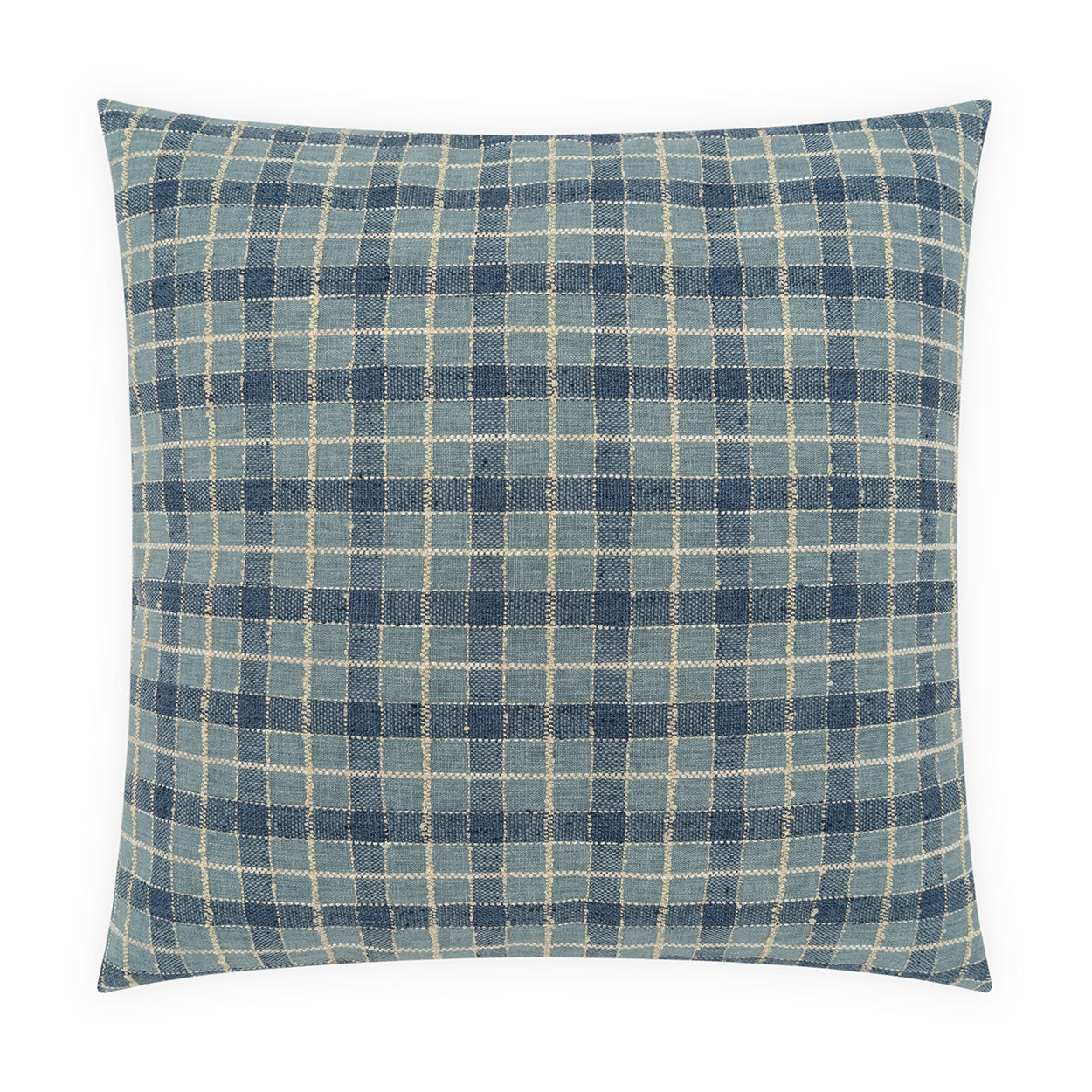 D.V. KAP HOME   24" x 24" Wickerwork Plaid Pillow - Denim     - 4485-D-2424