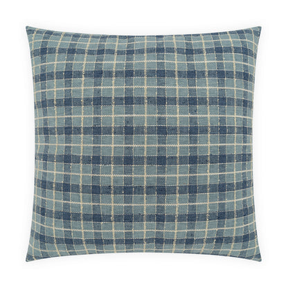 D.V. KAP HOME   24" x 24" Wickerwork Plaid Pillow - Denim     - 4485-D-2424