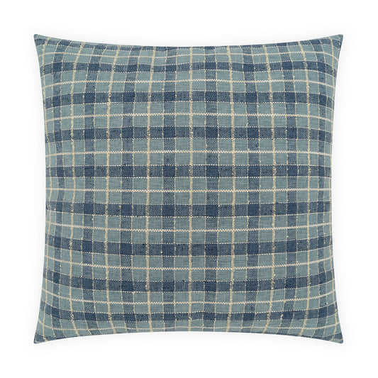 D.V. KAP HOME   24" x 24" Wickerwork Plaid Pillow - Denim     - 4485-D-2424