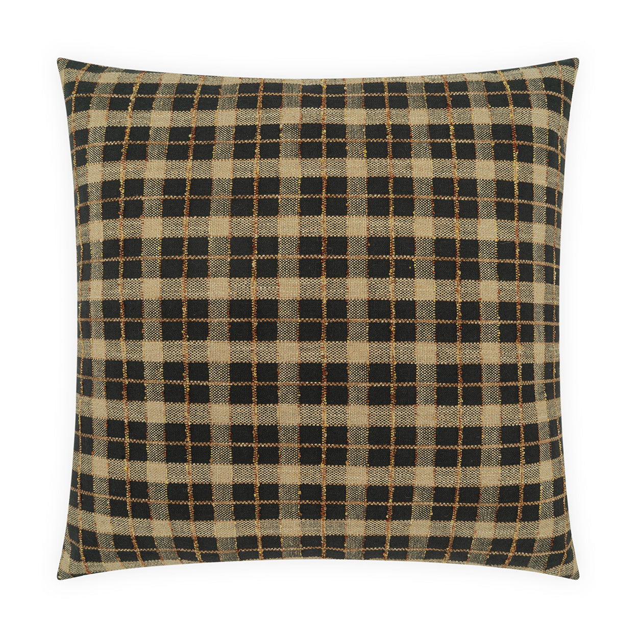 D.V. KAP HOME   24" x 24" Wickerwork Plaid Pillow - Sable     - 4485-S-2424