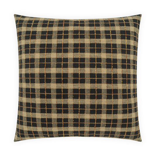 D.V. KAP HOME   24" x 24" Wickerwork Plaid Pillow - Sable     - 4485-S-2424