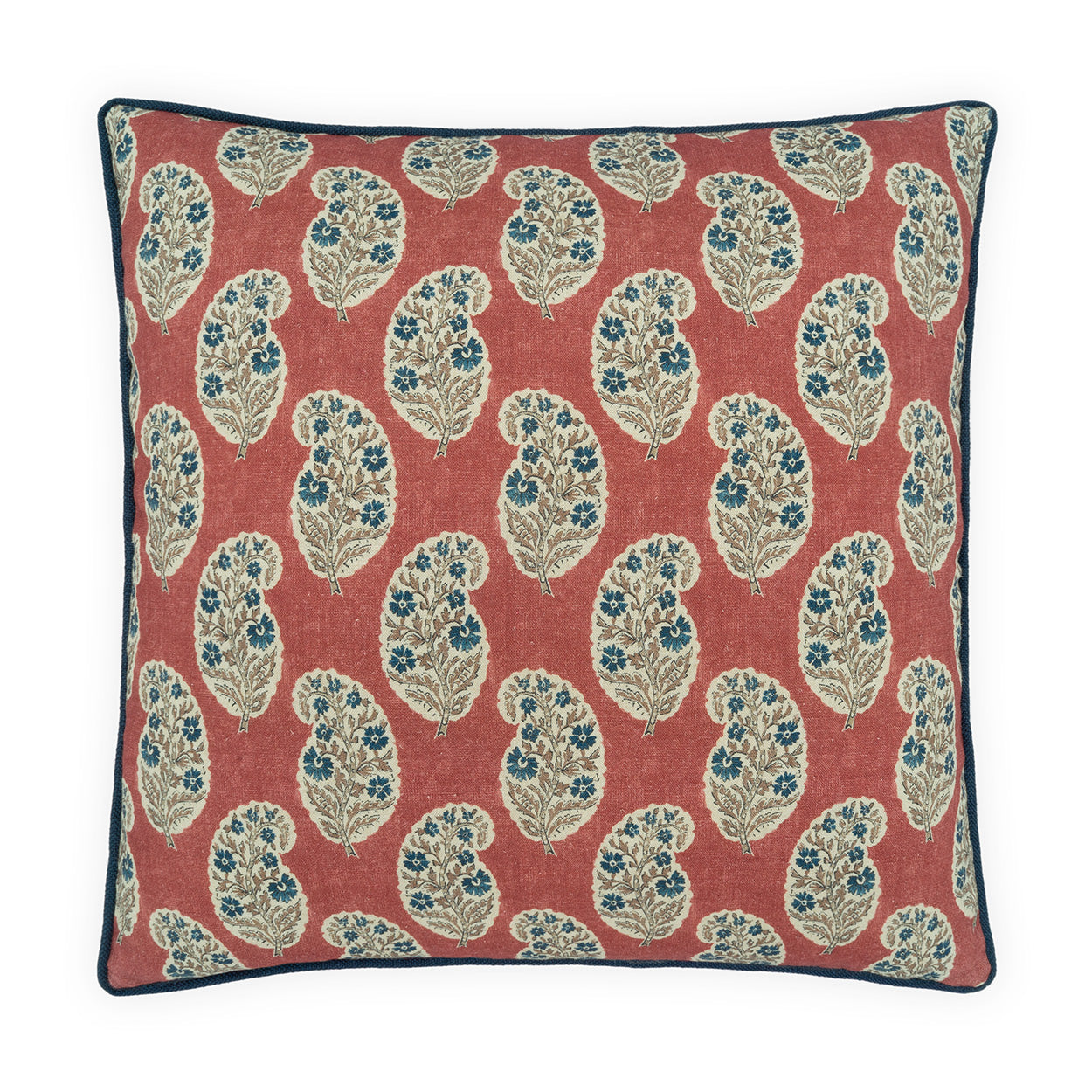 D.V. KAP HOME   24" x 24" Boteh Pillow - Crimson     - 4494-C-2424