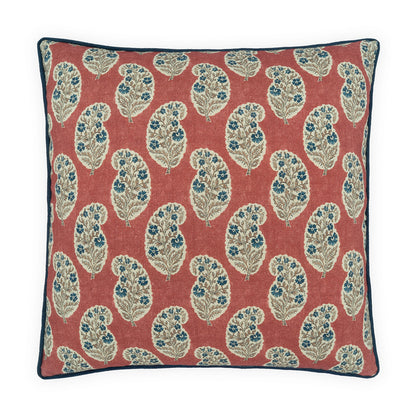 D.V. KAP HOME   24" x 24" Boteh Pillow - Crimson     - 4494-C-2424