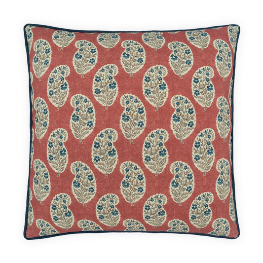 D.V. KAP HOME   24" x 24" Boteh Pillow - Crimson     - 4494-C-2424