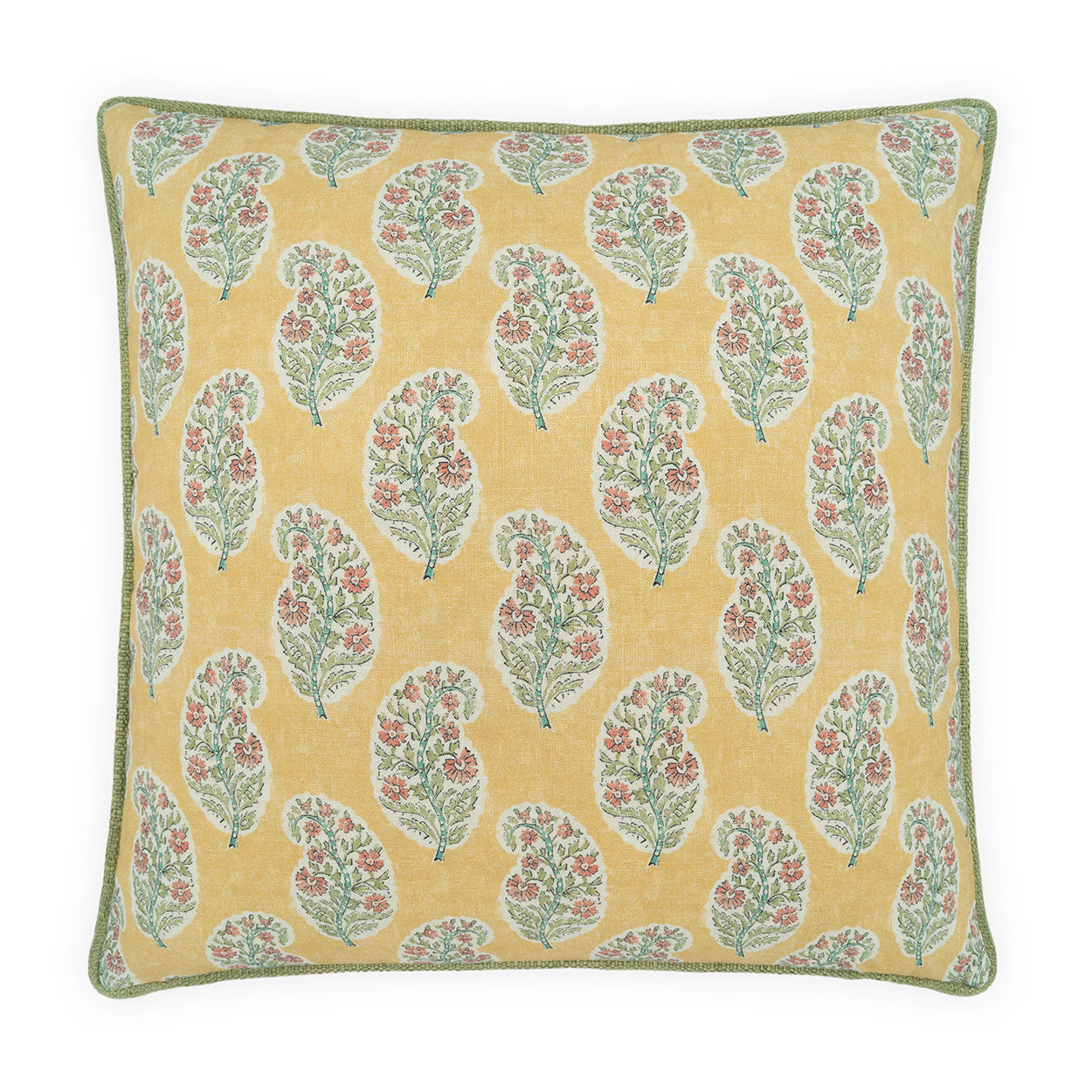 D.V. KAP HOME   24" x 24" Boteh Pillow - Saffron     - 4494-S-2424