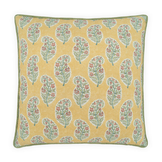 D.V. KAP HOME   24" x 24" Boteh Pillow - Saffron     - 4494-S-2424