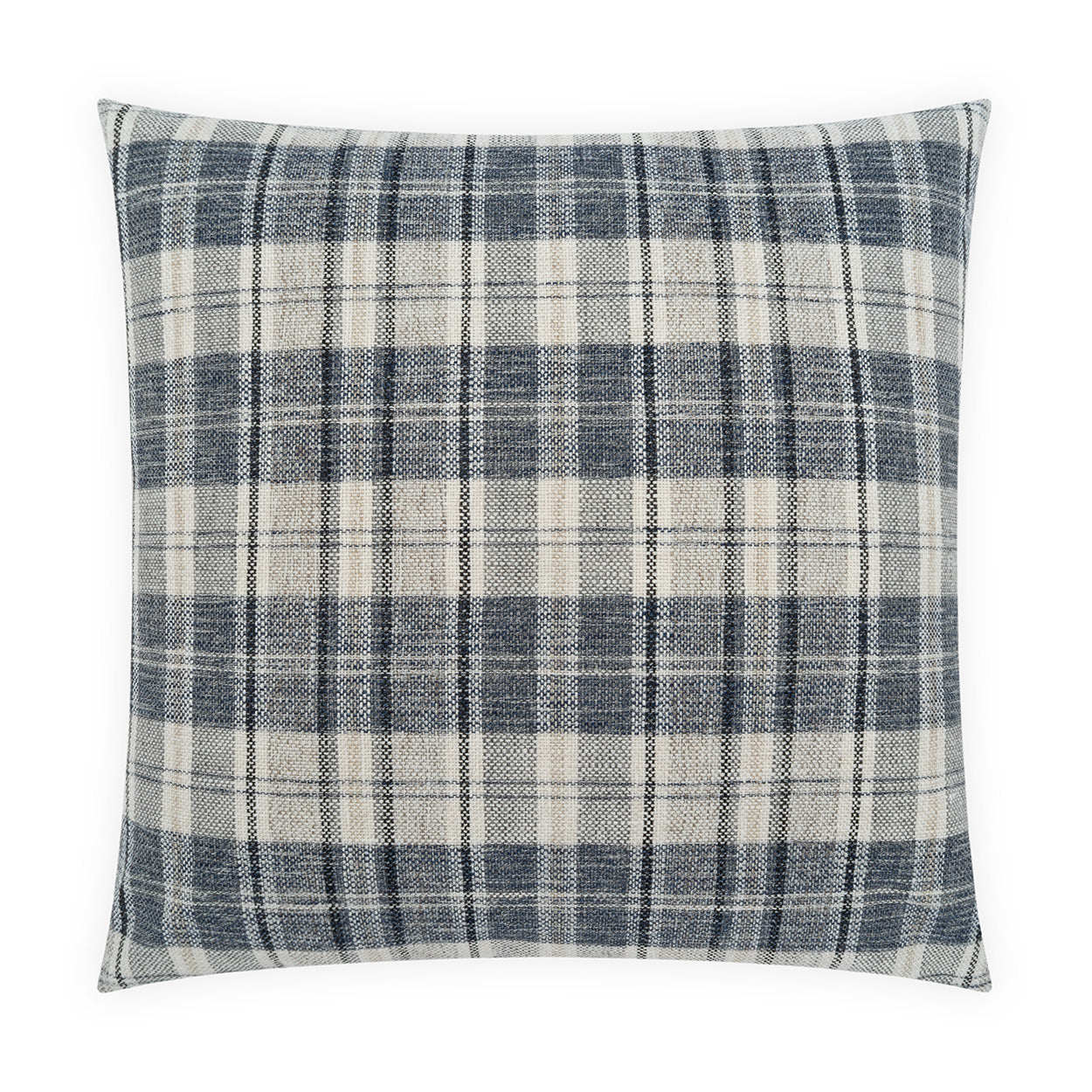 D.V. KAP HOME   24" x 24" Breton Plaid Pillow - Atlantic     - 4495-A-2424