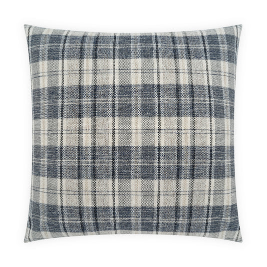D.V. KAP HOME   24" x 24" Breton Plaid Pillow - Atlantic     - 4495-A-2424