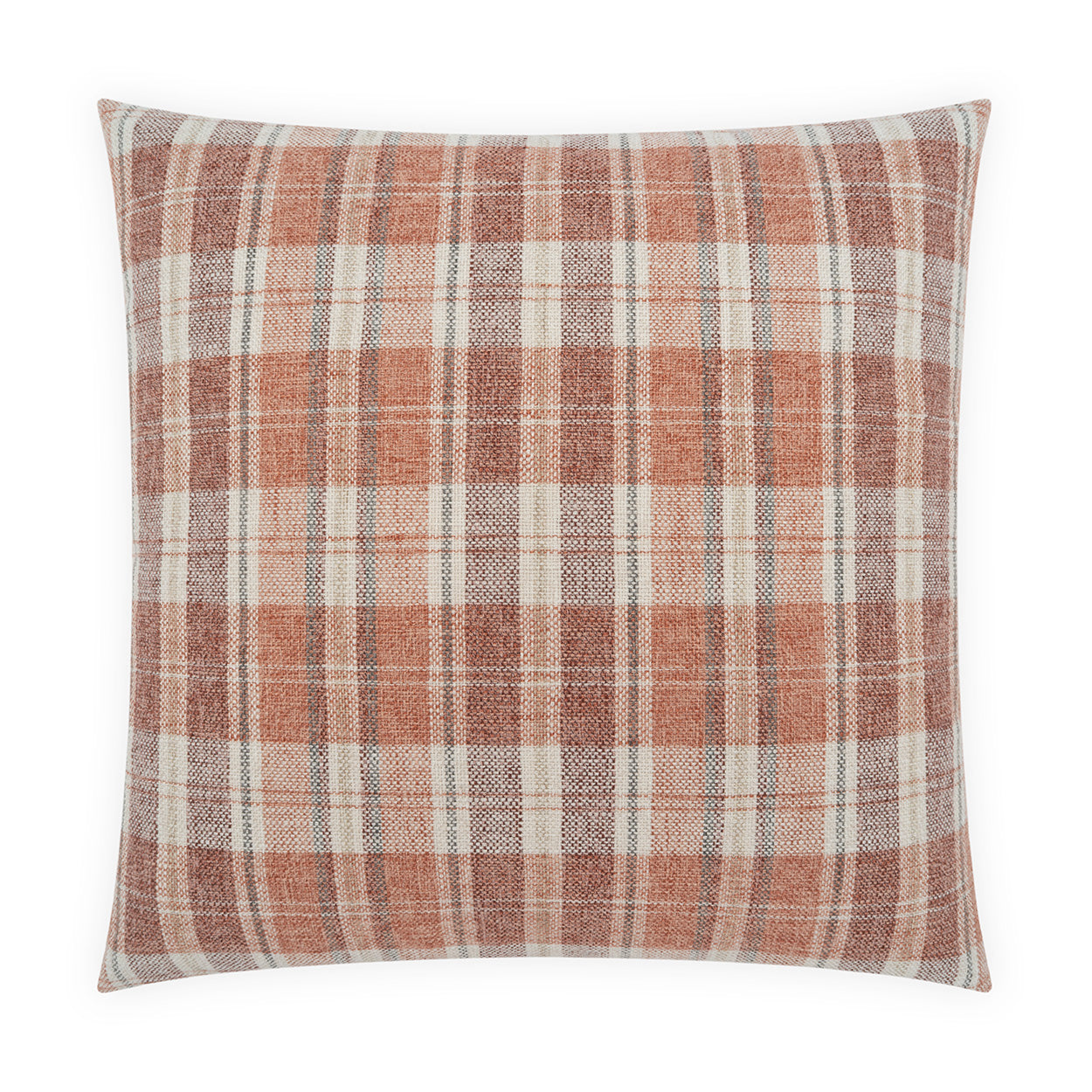 D.V. KAP HOME   24" x 24" Breton Plaid Pillow - Berry     - 4495-B-2424