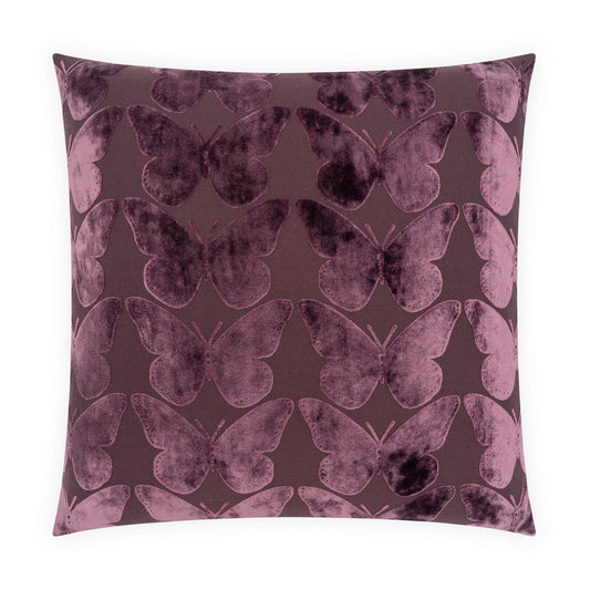 D.V. KAP HOME   24" x 24" Flutterby Pillow - Aubergine     - 4530-A-2424