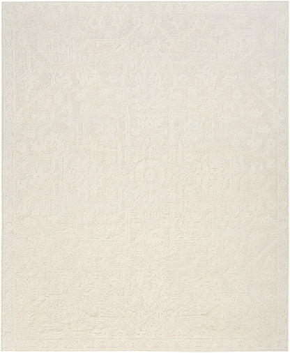 Rectangular cream rug with subtle, intricate Persian-inspired pattern; soft woven texture for neutral decor.