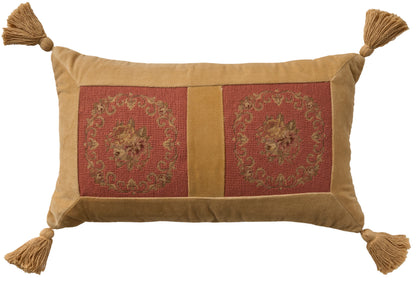 Coral velvet rectangular throw pillow.