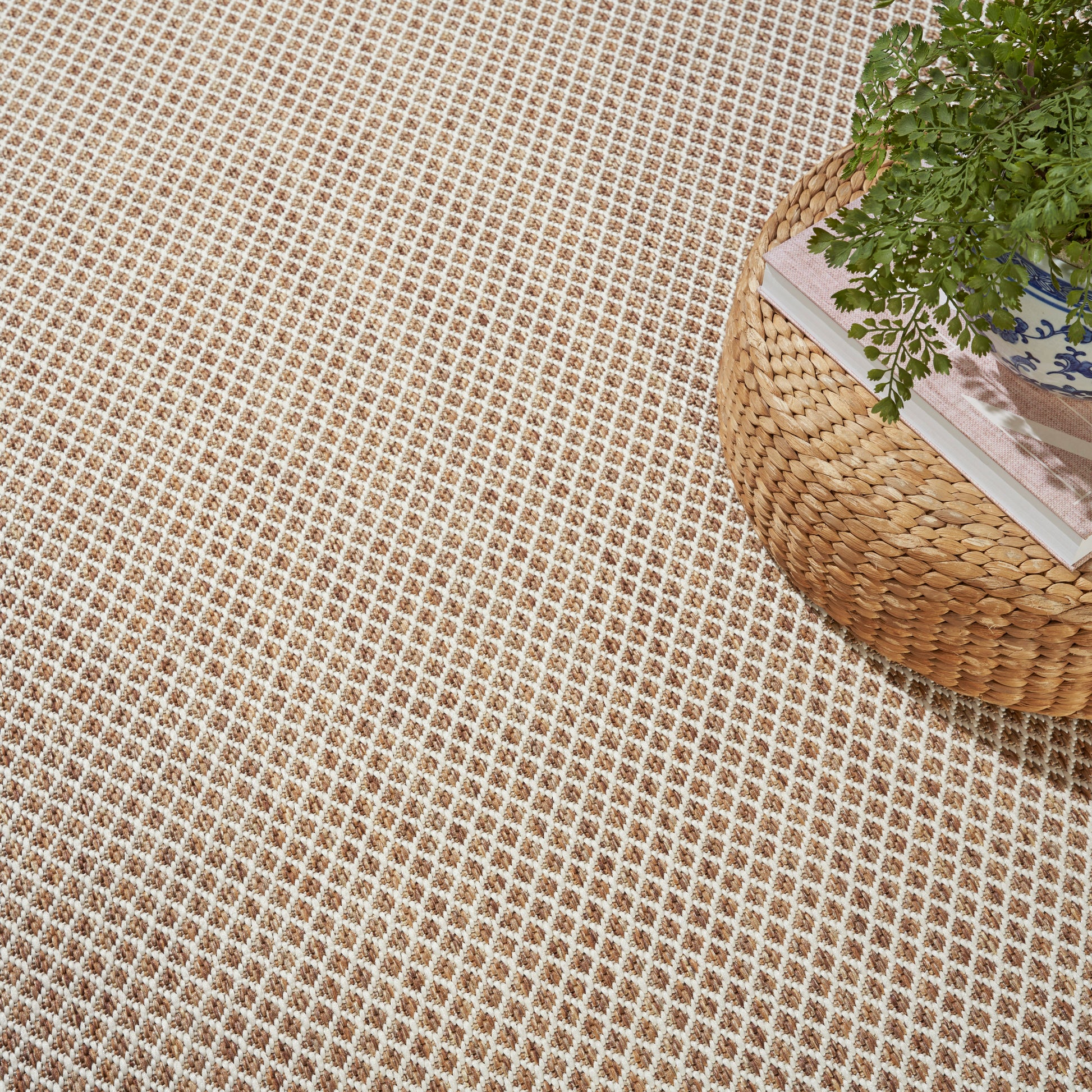 Soft beige gradient rug with a smooth texture and warm neutral tones.