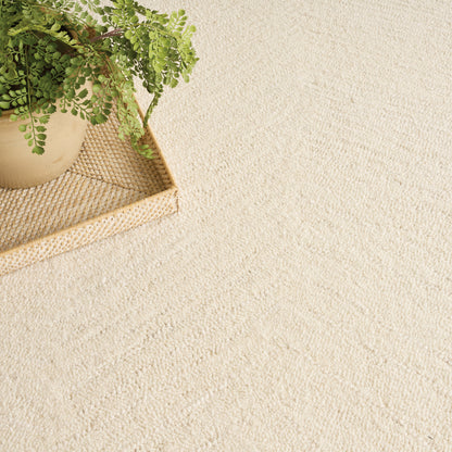 Beige rug with a light textured surface.