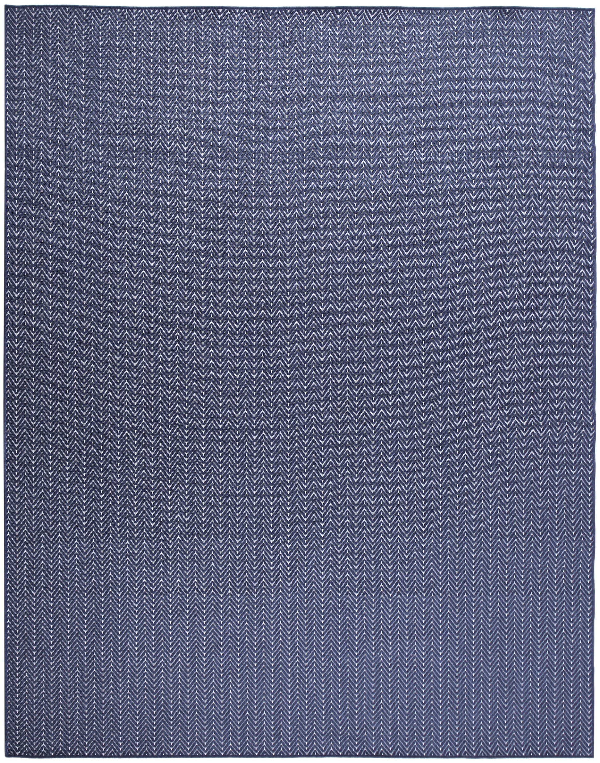 Rectangular navy rug with white chevron herringbone pattern for modern floor decor.