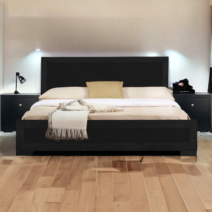 Moma Black Wood Platform Twin Bed With Nightstand