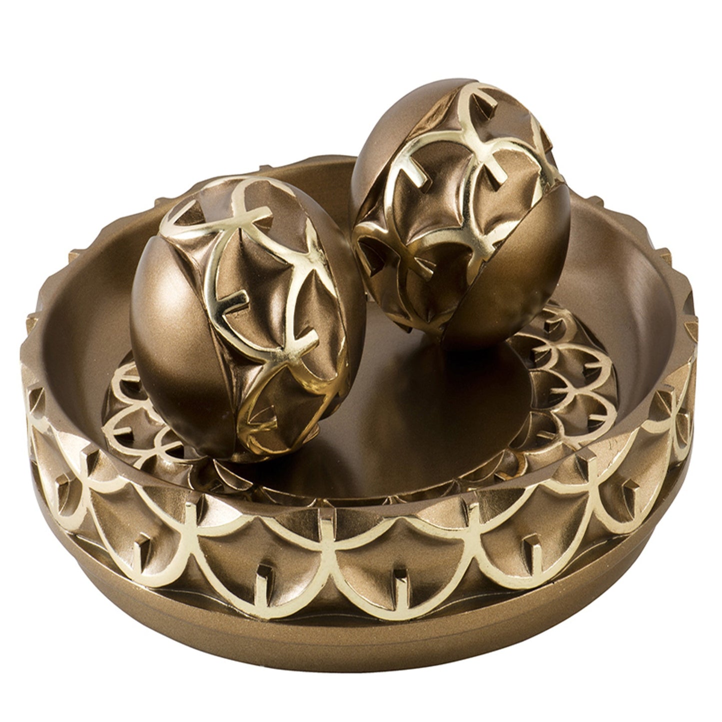 12" Gold Polyresin Decorative Bowl