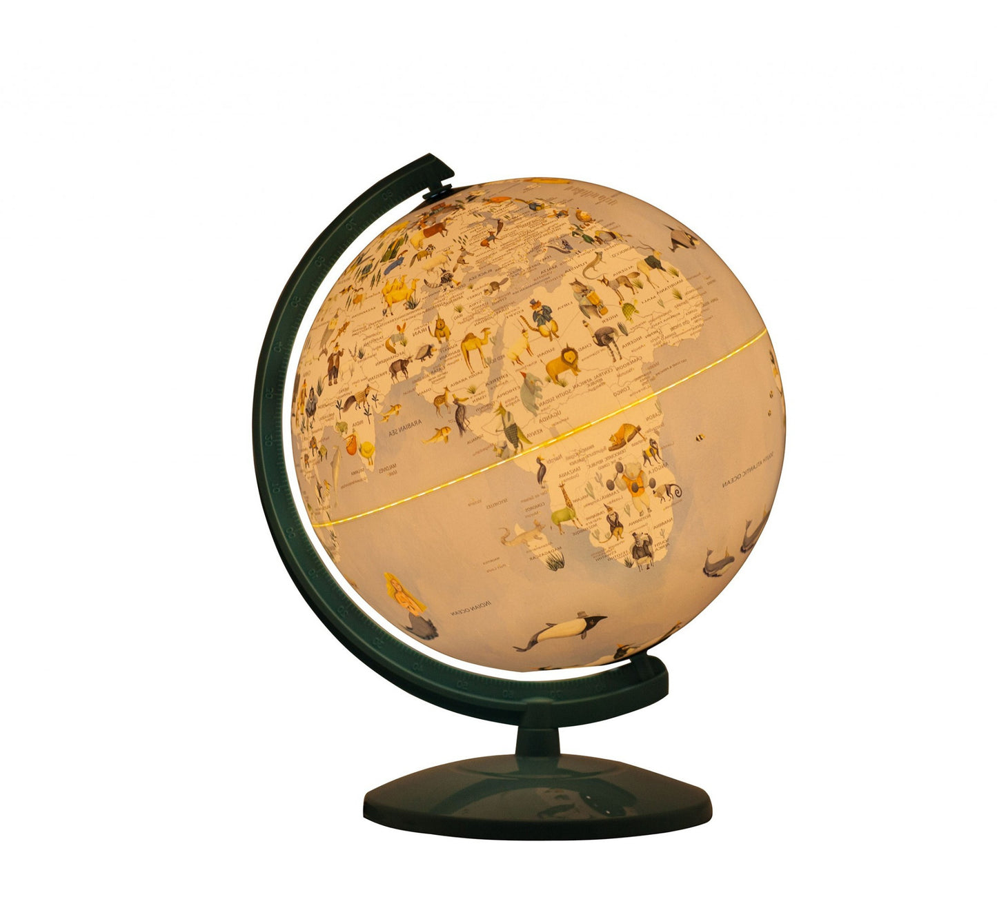 13" Animals of the World Acrylic Globe With LED and Night Light