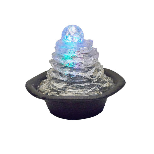 8" Clear Polyresin Tabletop Fountain With LED