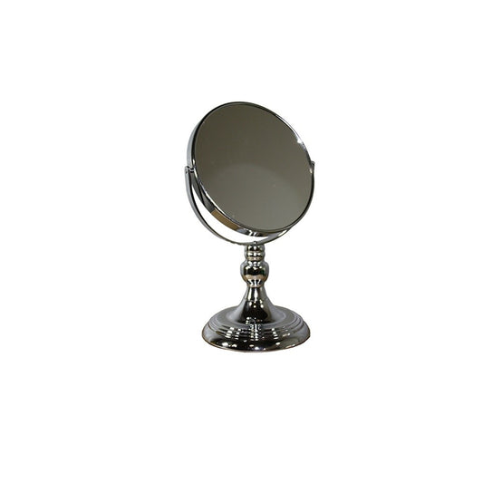 12" Silver Round Metal Framed Makeup Shaving Tabletop Mirror