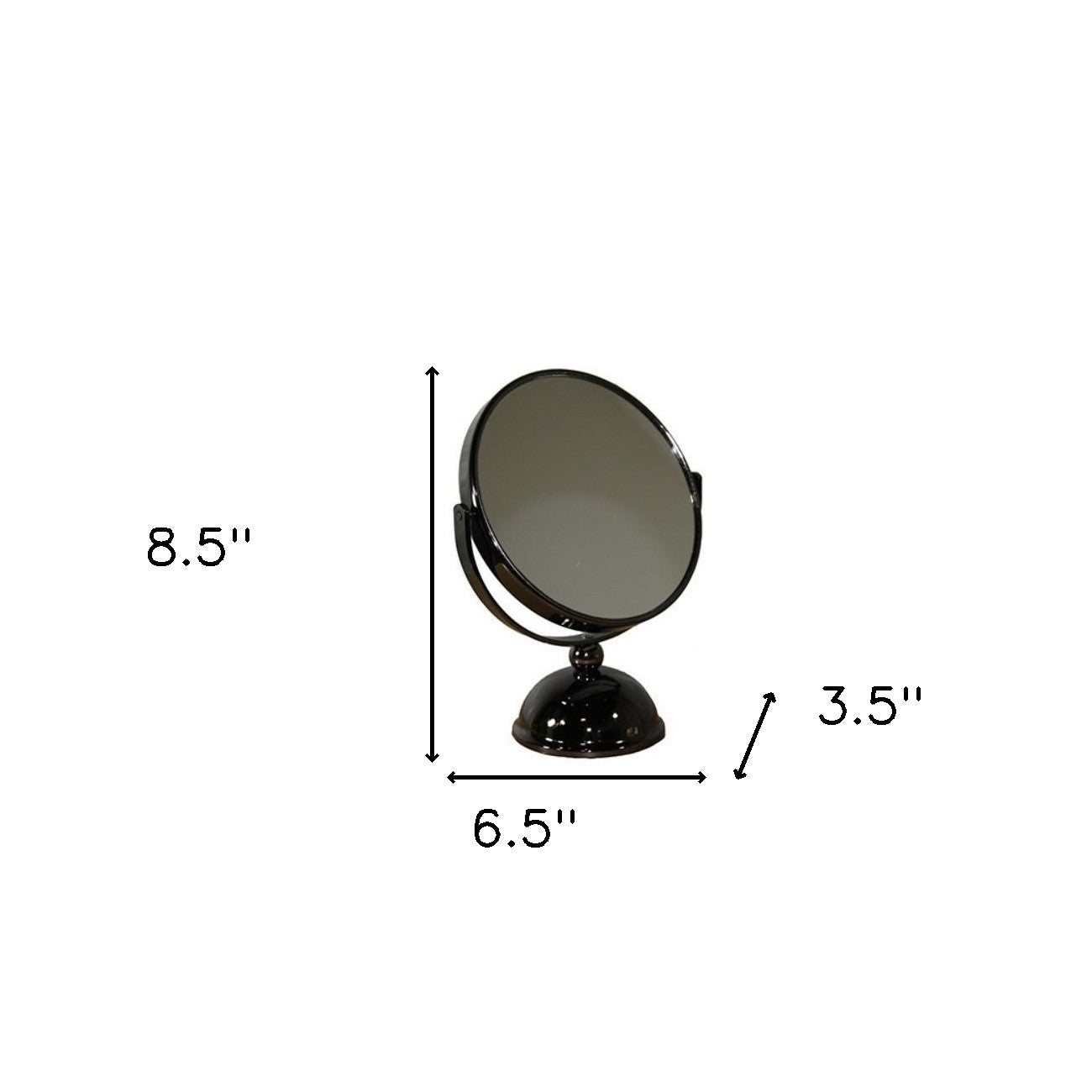 9" Black Round Metal Framed Makeup Shaving Tabletop Mirror