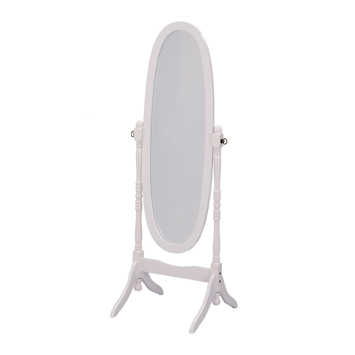 White Oval Cheval Standing Mirror