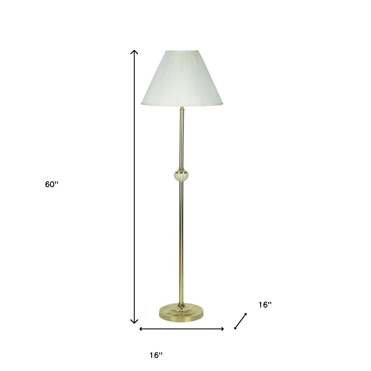 60" Brass Ceramic Traditional Shaped Floor Lamp With Ivory Empire Shade