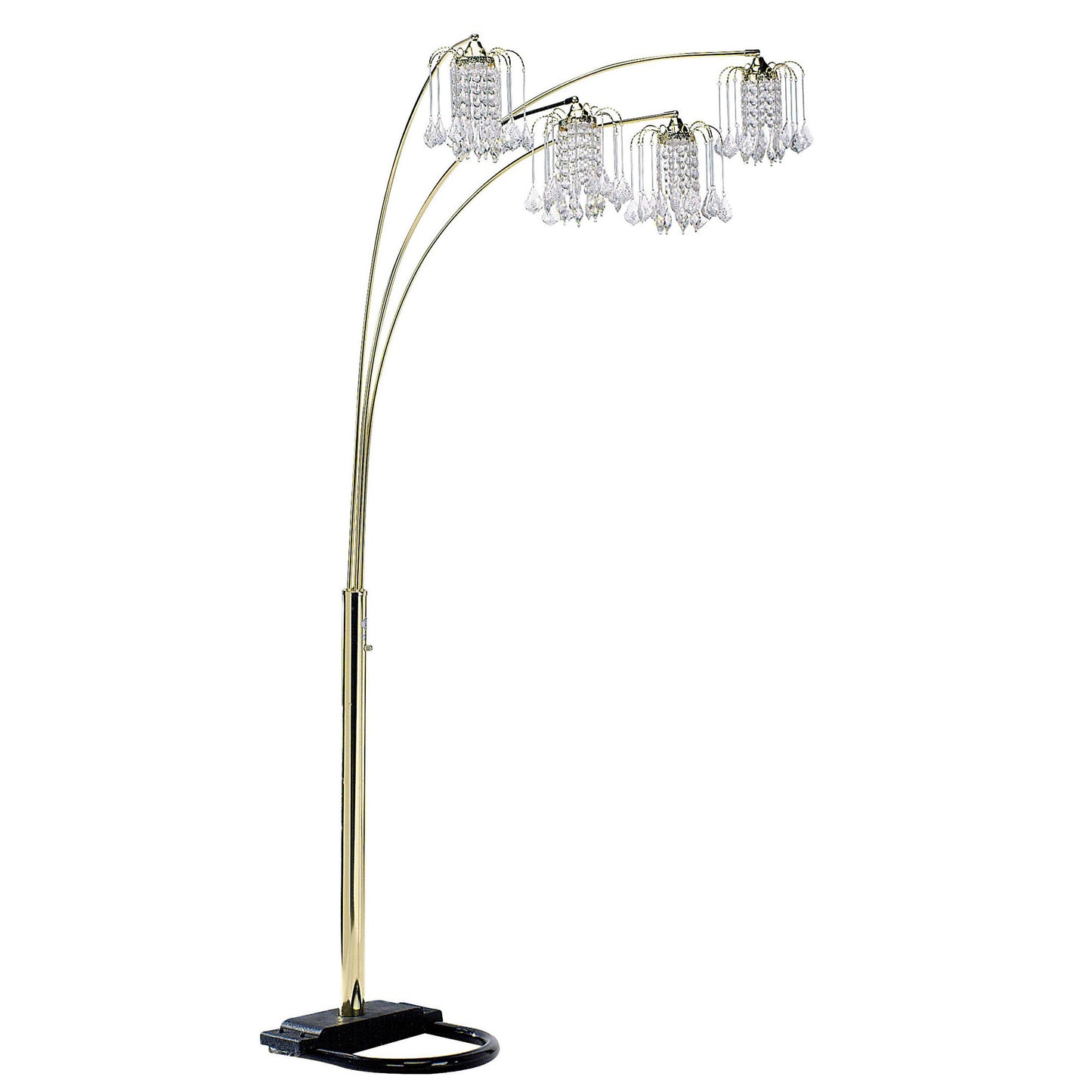 84" Gold Four Lights Tree Floor Lamp With Clear Chandelier Shade