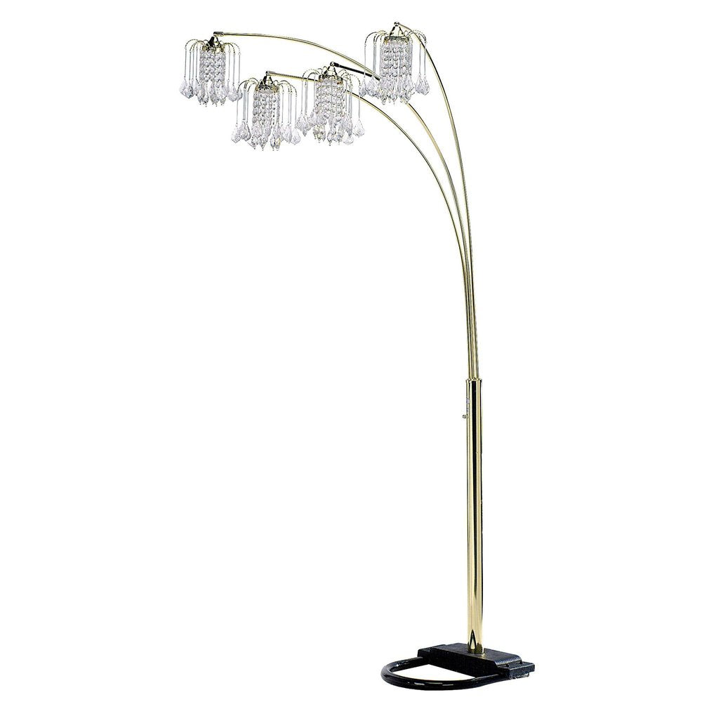 84" Gold Four Light Tree Floor Lamp With Clear Glass Novelty Shade