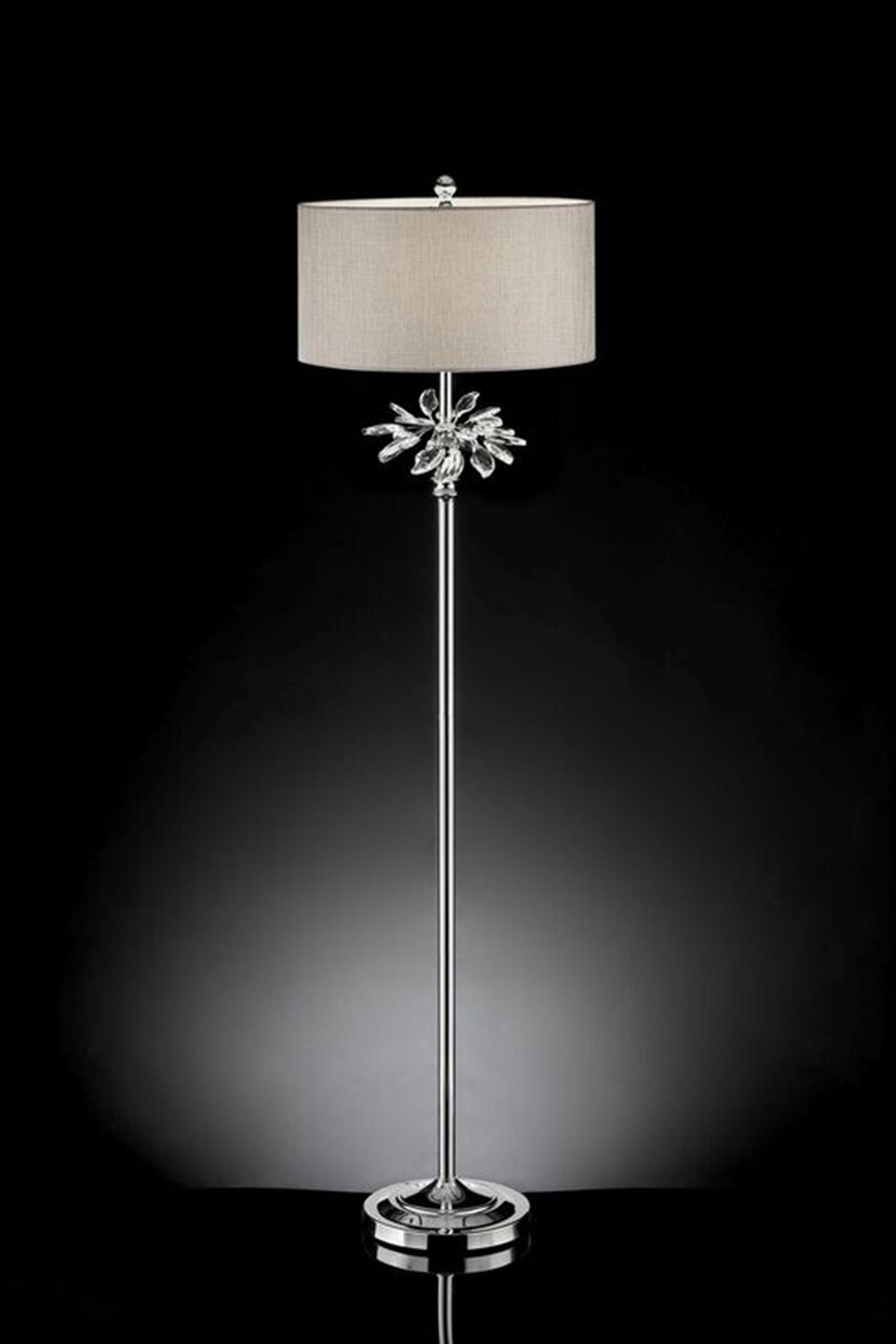 62" Chrome Traditional Shaped Floor Lamp With Silver Drum Shade