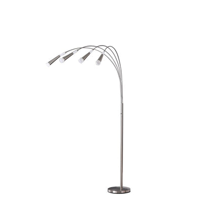 72" Silver Four Light LED Arc Floor Lamp With White