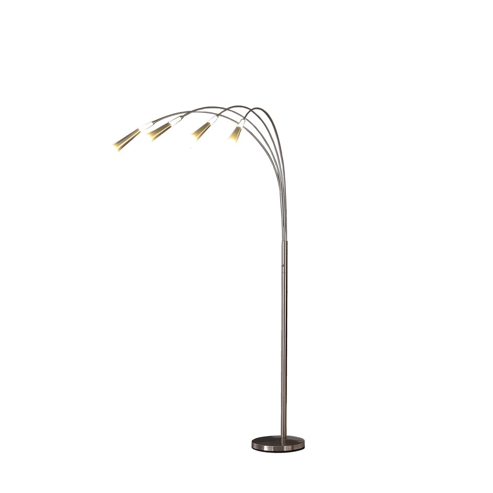 72" Silver Four Light LED Arc Floor Lamp With White