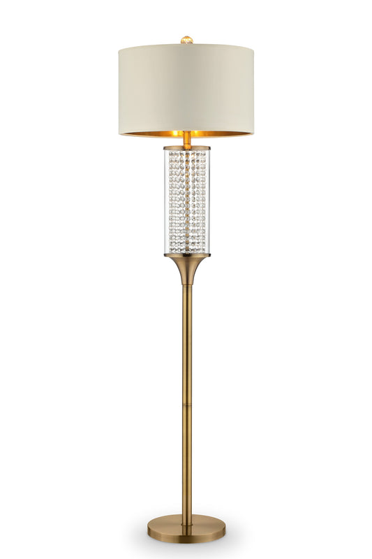 62" Gold Column Floor Lamp With Off-White Drum Shade