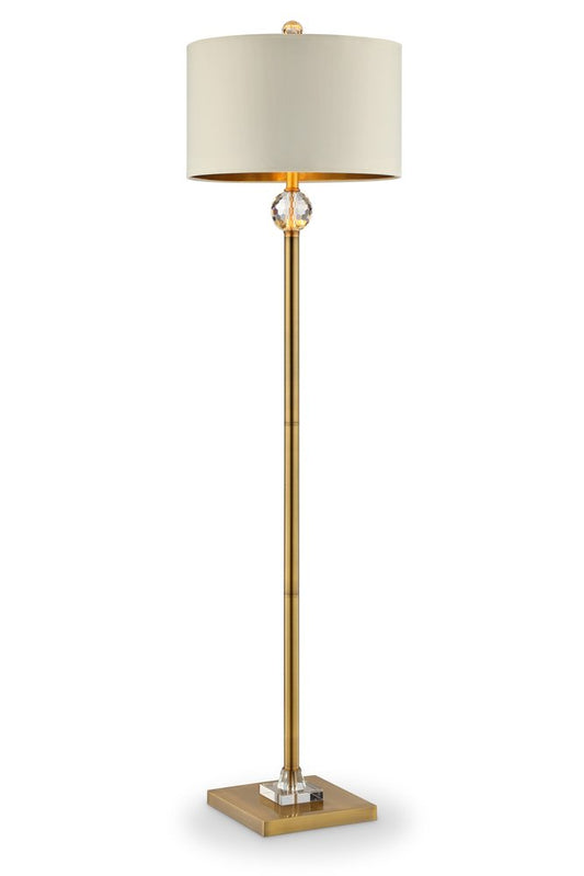 63" Gold Column Floor Lamp With Off White Metal Drum Shade