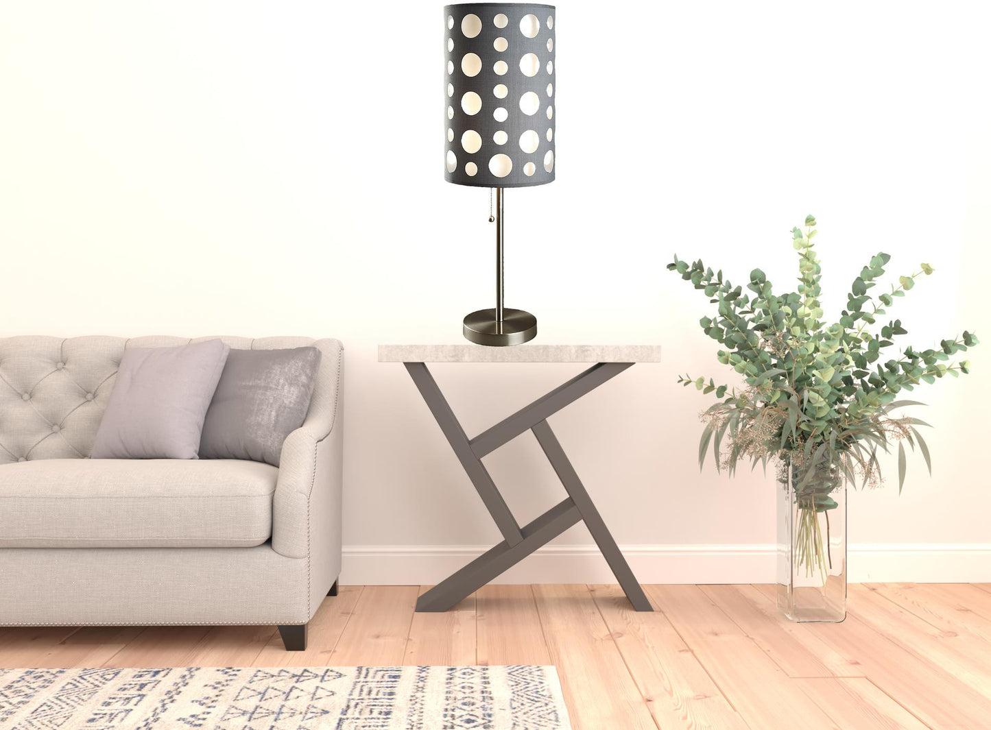 33" Gray and White Mod Dot Novelty Table Lamp