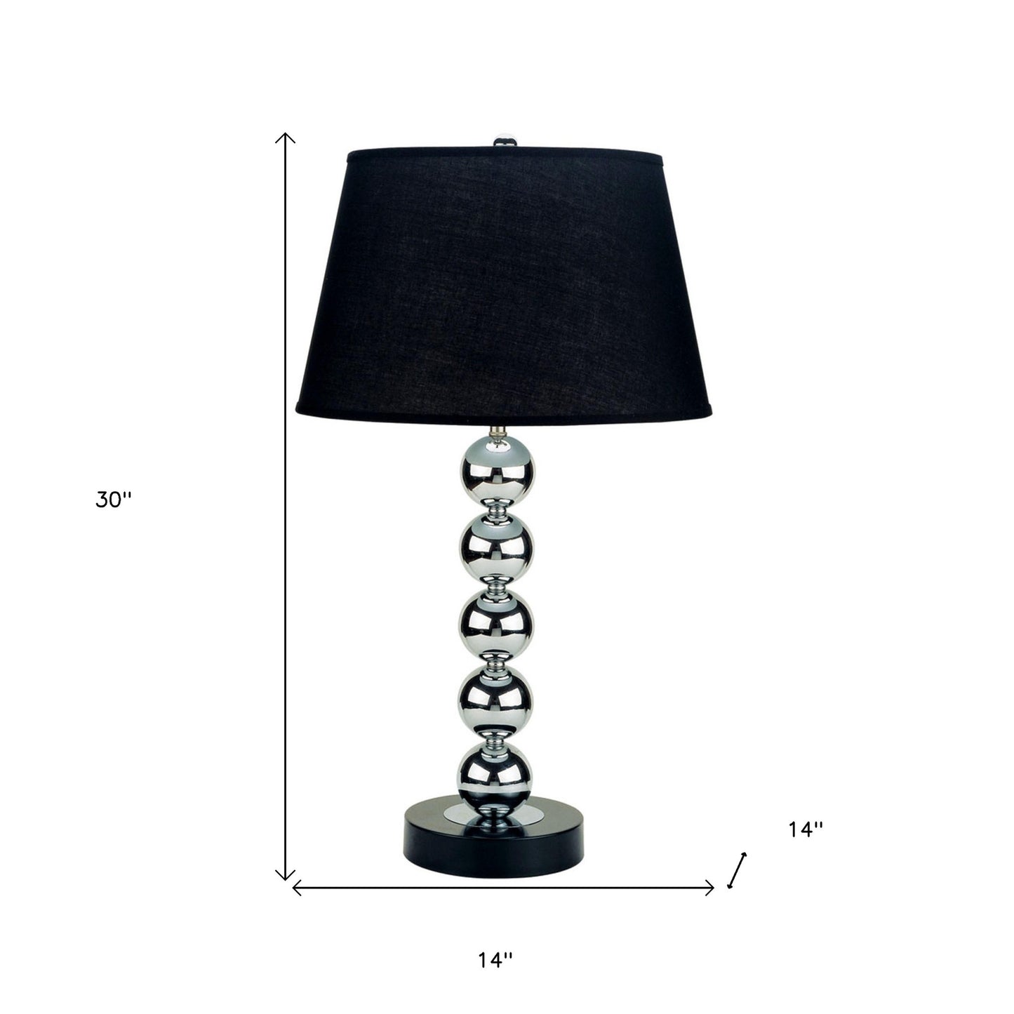 Silver Bauble Table Lamp with Black Shade