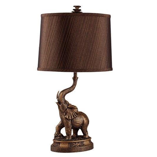 27" Bronze Bedside Table Lamp With Brown Shade