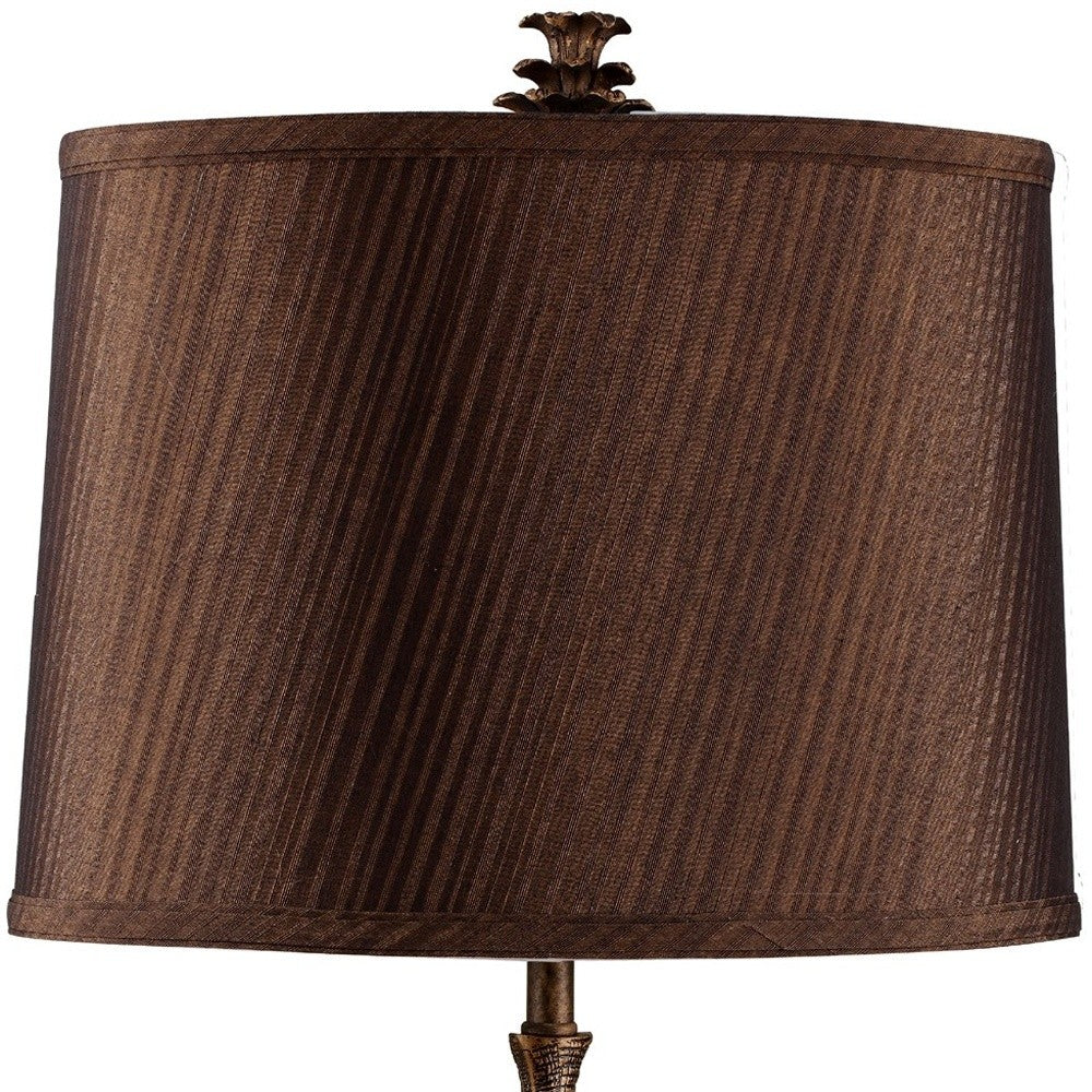 27" Bronze Bedside Table Lamp With Brown Shade
