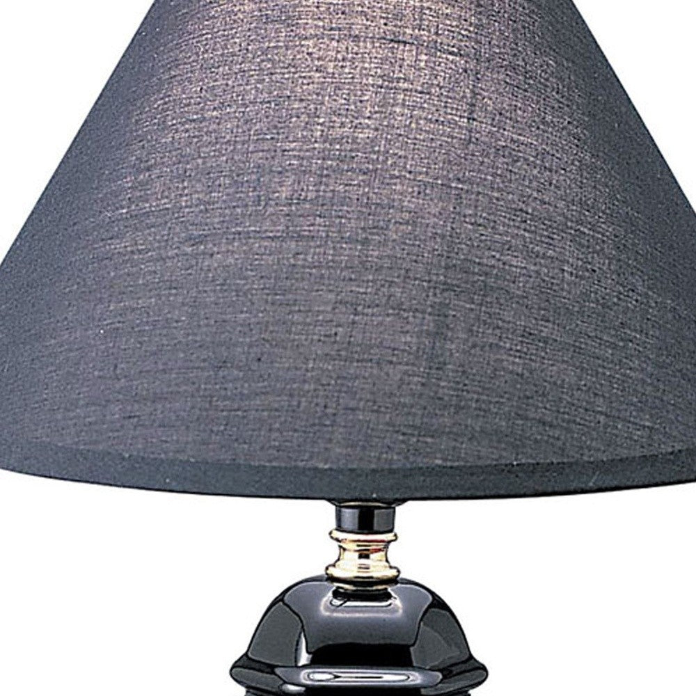 13" Black Ceramic Bedside Table Lamp With Black Shade