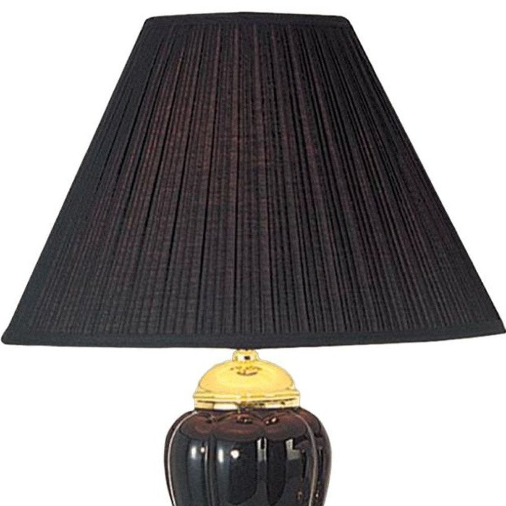 27" Ivory and Gold Ceramic Urn Table Lamp With Off White Empire Shade