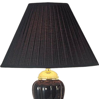 27" Ivory and Gold Ceramic Urn Table Lamp With Off White Empire Shade