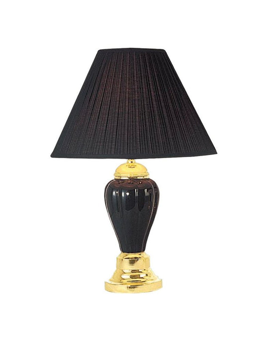 27" Ivory and Gold Ceramic Urn Table Lamp With Off White Empire Shade