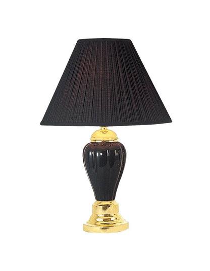 27" Ivory and Gold Ceramic Urn Table Lamp With Off White Empire Shade