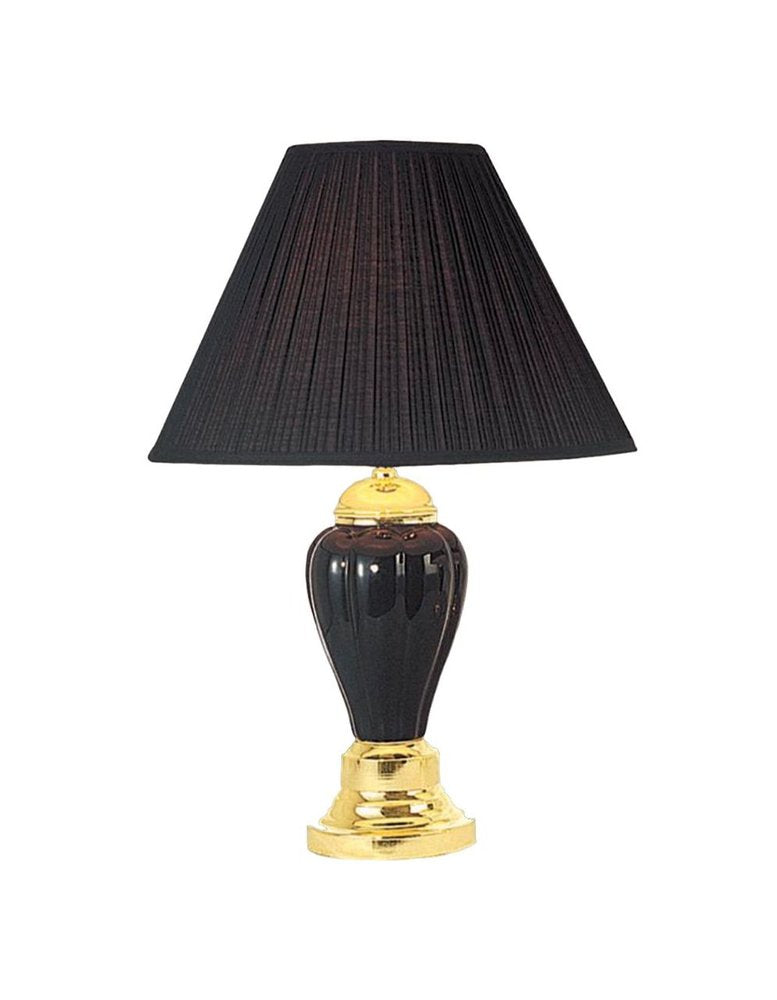 27" Ivory and Gold Ceramic Urn Table Lamp With Off White Empire Shade